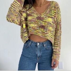 Silence Noise Slouchy Chenille Cropped Sweater Medium